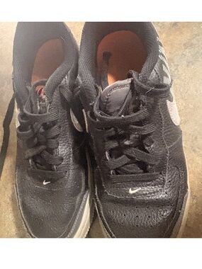 Nike Black Air Force 1 Sneakers with reflectively Swoosh Accent